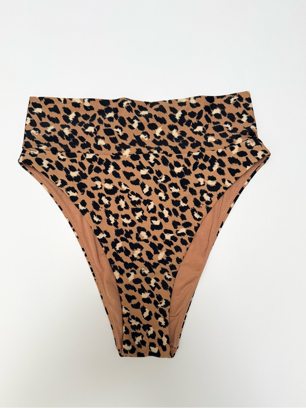 aerie High Cut Cheeky Bikini Bottoms in Leopard & Nude XS Animal Print
